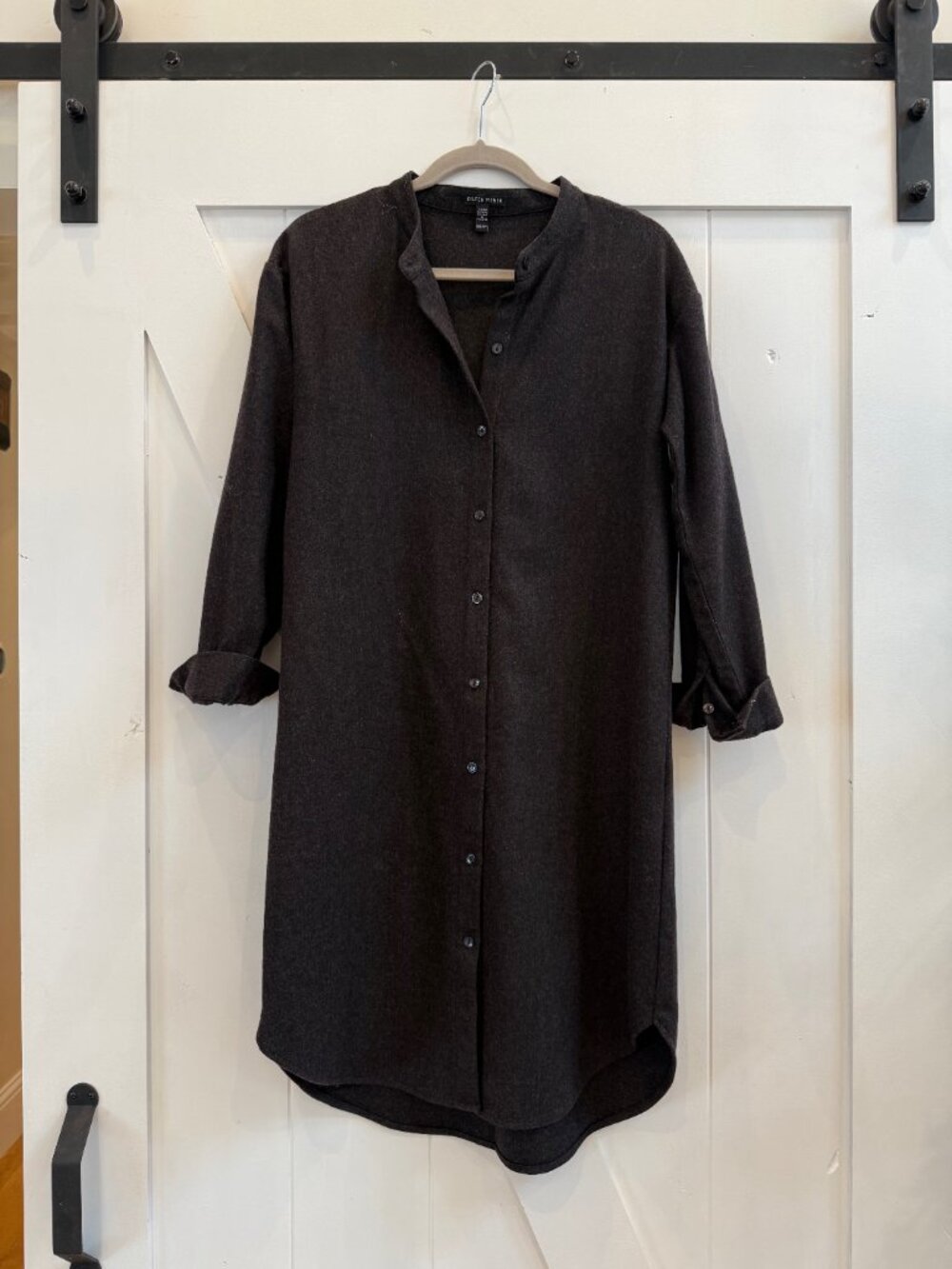 Eileen Fisher 100% Wool Charcoal Shirtdress XXS
